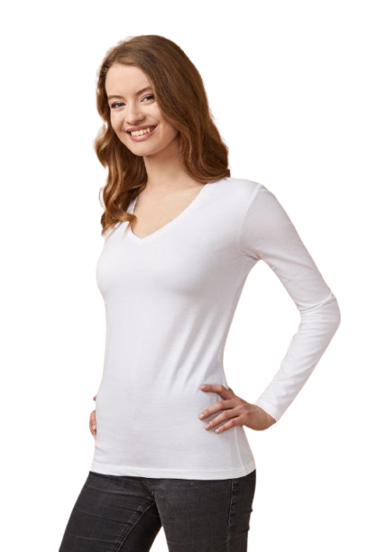 Damen V-Ausschnitt T-Shirt langarm - Promodoro X.O. 1560