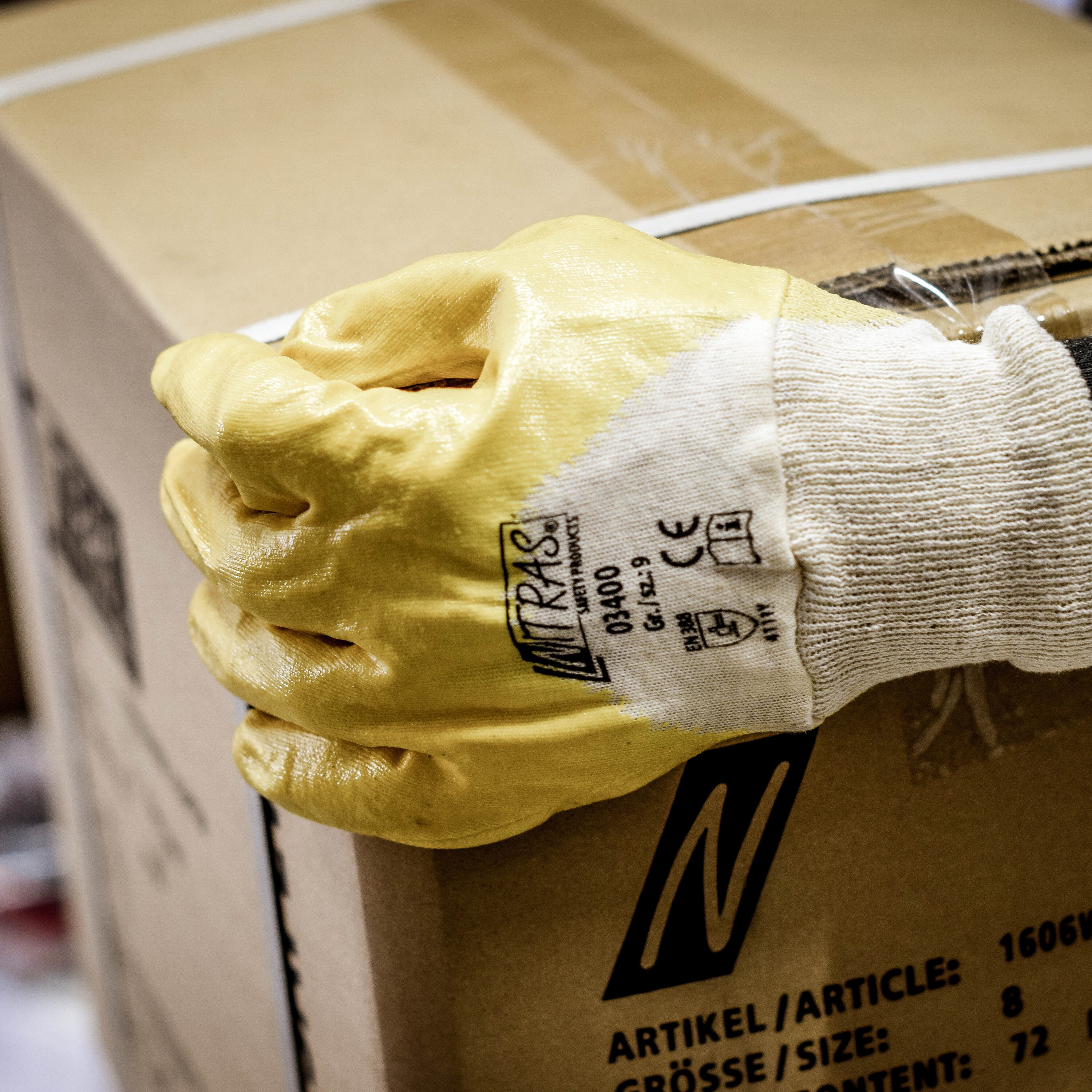 Nitril-Handschuh gelb, teilbeschichtet, Nitras Safety 03400