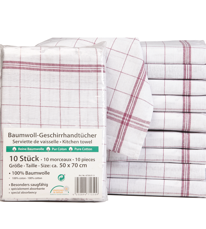 Geschirr-Handtuch (10) rot-weiß-kariert