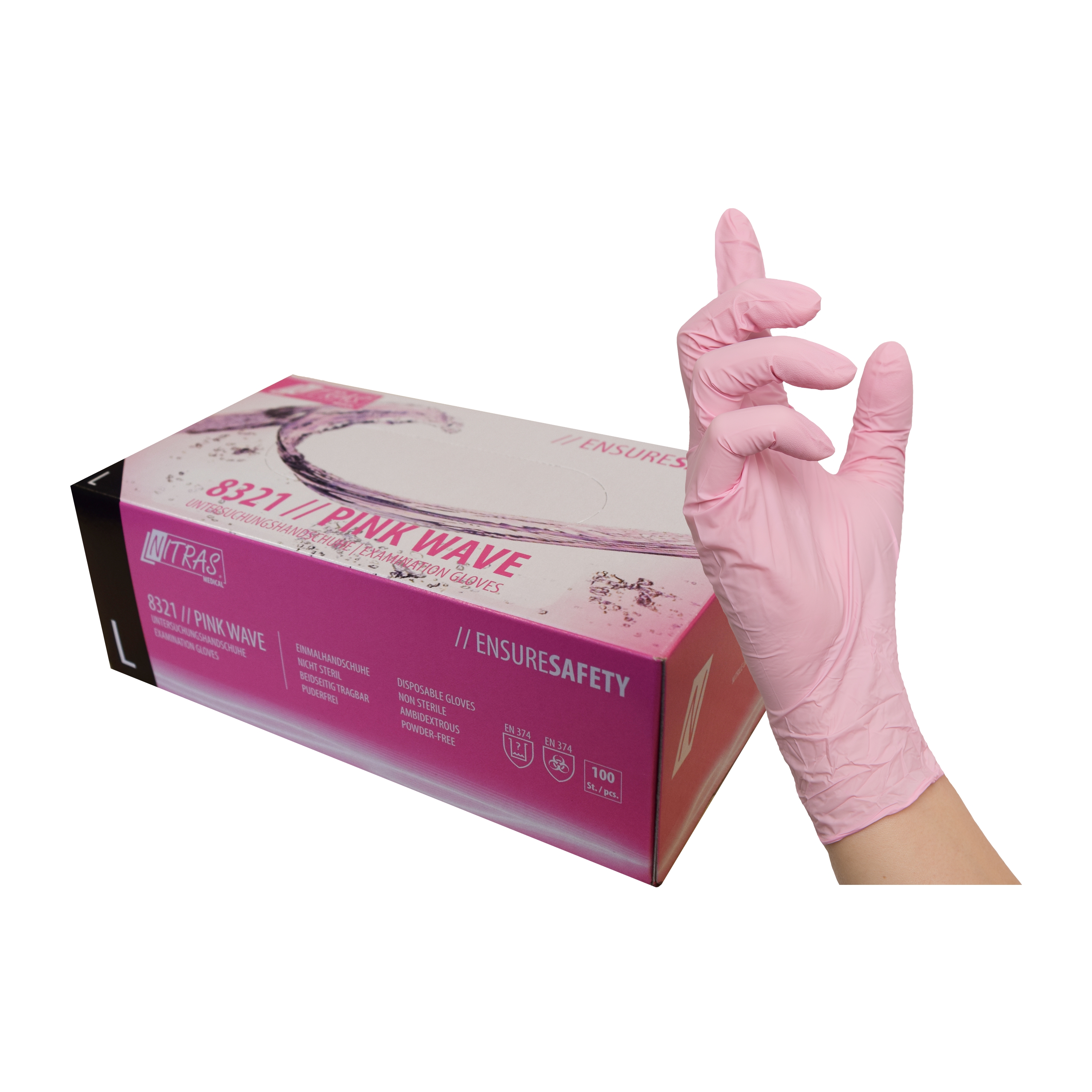 PinkWave Nitrilhandschuh pink, puderfrei, Nitras Medical 8321