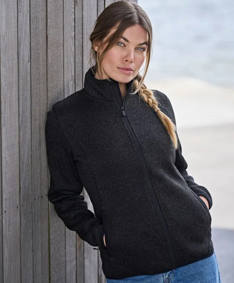 Damen Strick-Fleece Jacke Tee Jays Melange 9616