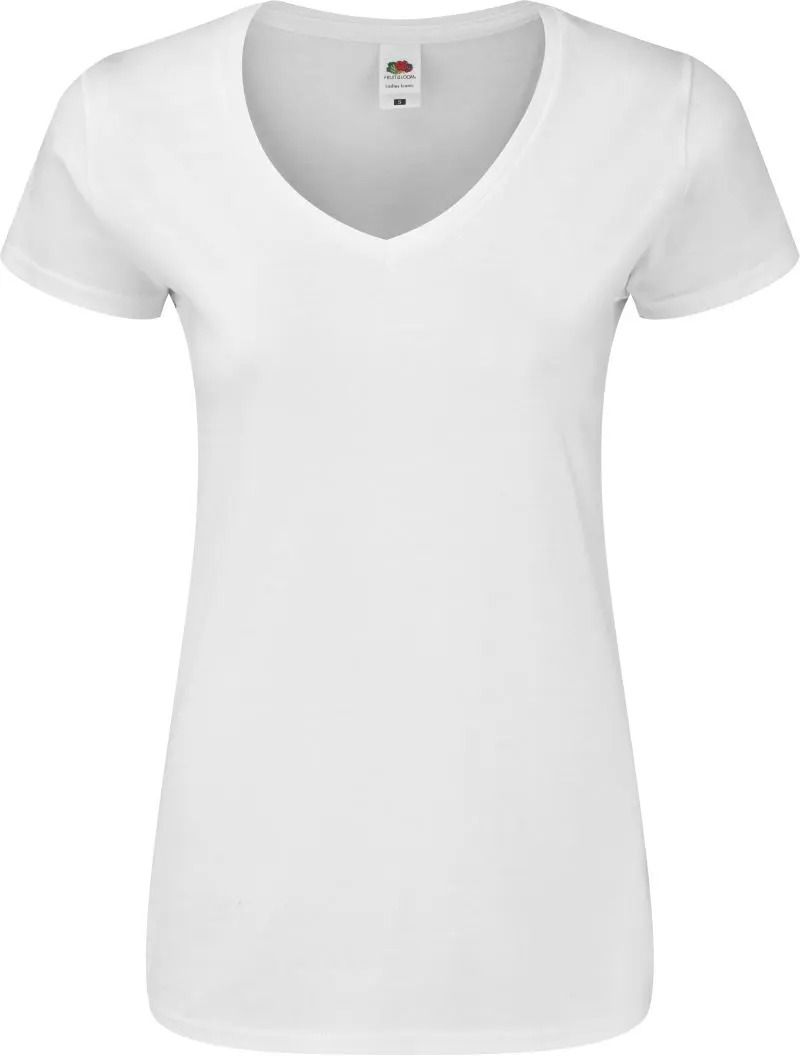 Fruit of the Loom Lady-Fit Iconic 150 V-Neck T – Feminines Damen T-Shirt