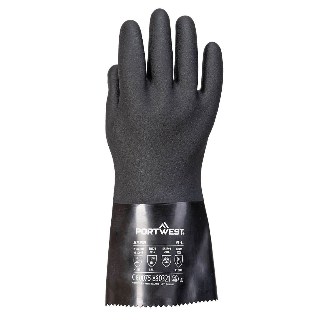 A882 - ESD PVC chemikalienbeständiger Schutzhandschuh schwarz