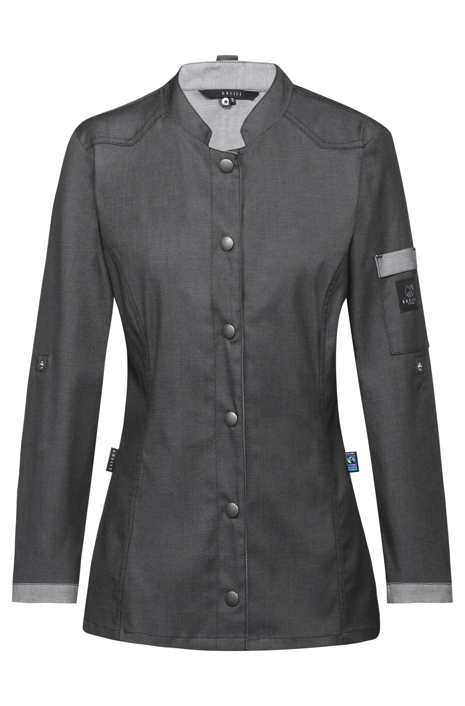 Greiff Damen-Kochjacke Denim im Bikerstyle