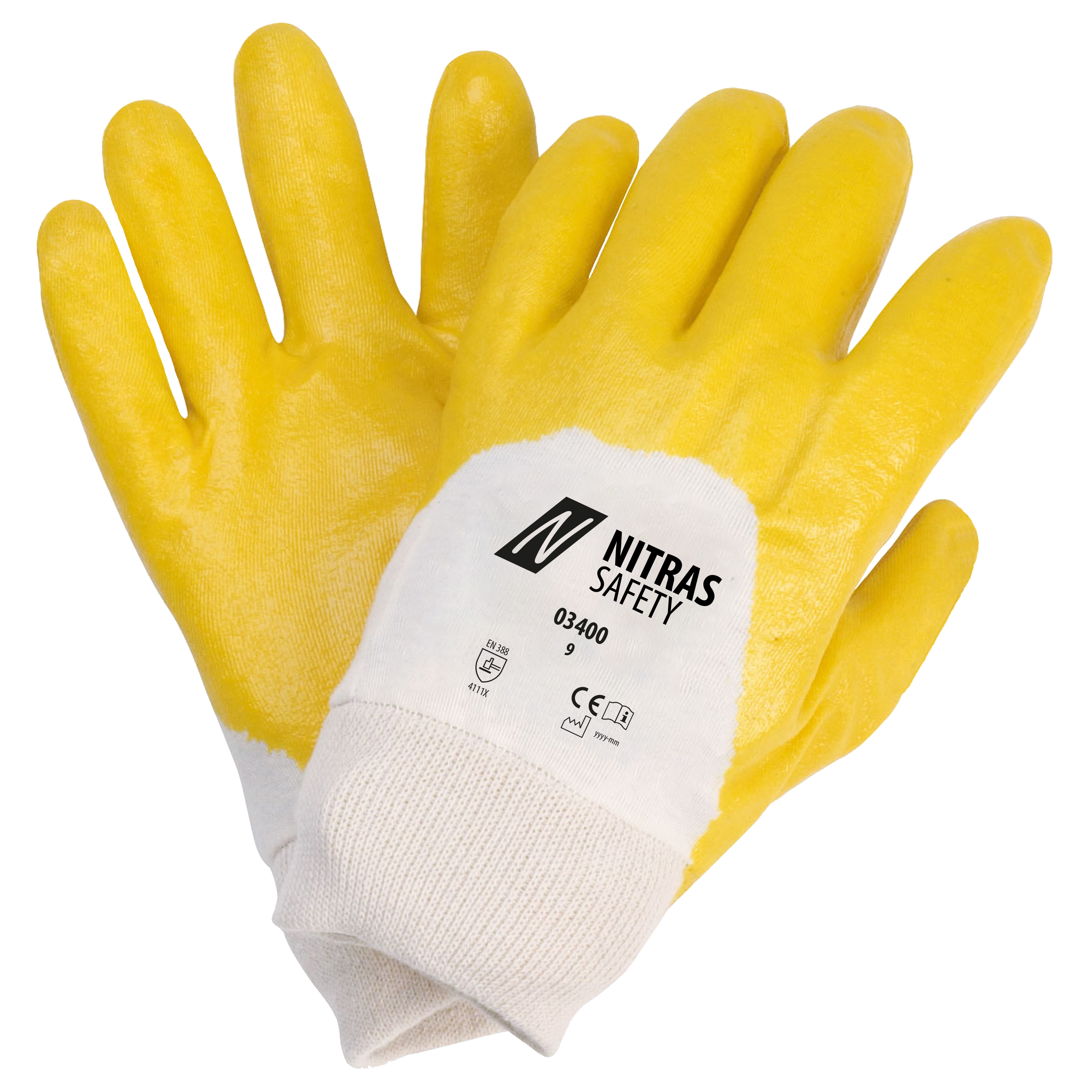 Nitril-Handschuh gelb, teilbeschichtet, Nitras Safety 03400 Nitril-Handschuh gelb, teilbeschichtet, Nitras Safety 03400