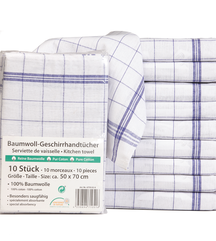 Geschirr-Handtuch (10) blau-weiß-kariert