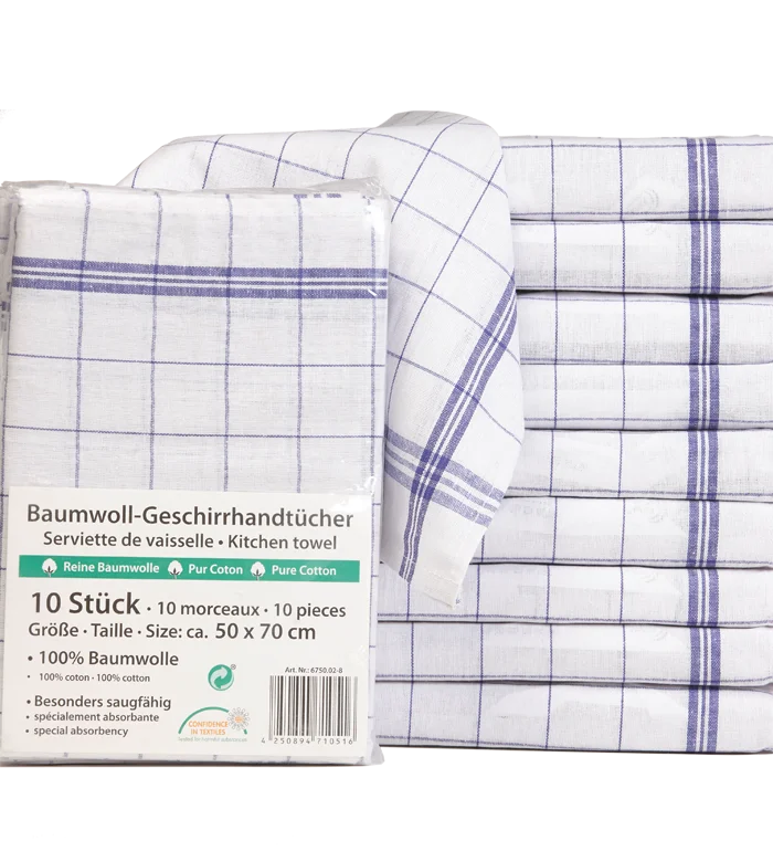 Geschirr-Handtuch (10) blau-weiß-kariert
