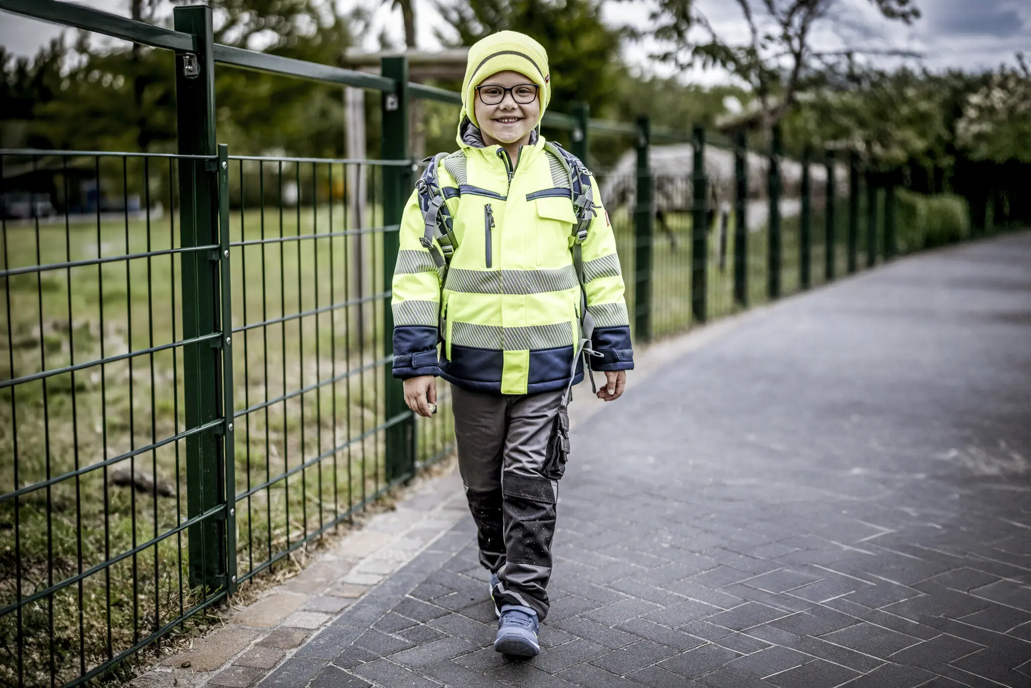 NITRAS MOTION TEX KIDS, Warn-Winterjacke für Kinder, neongelb / marineblau 7175KIDS