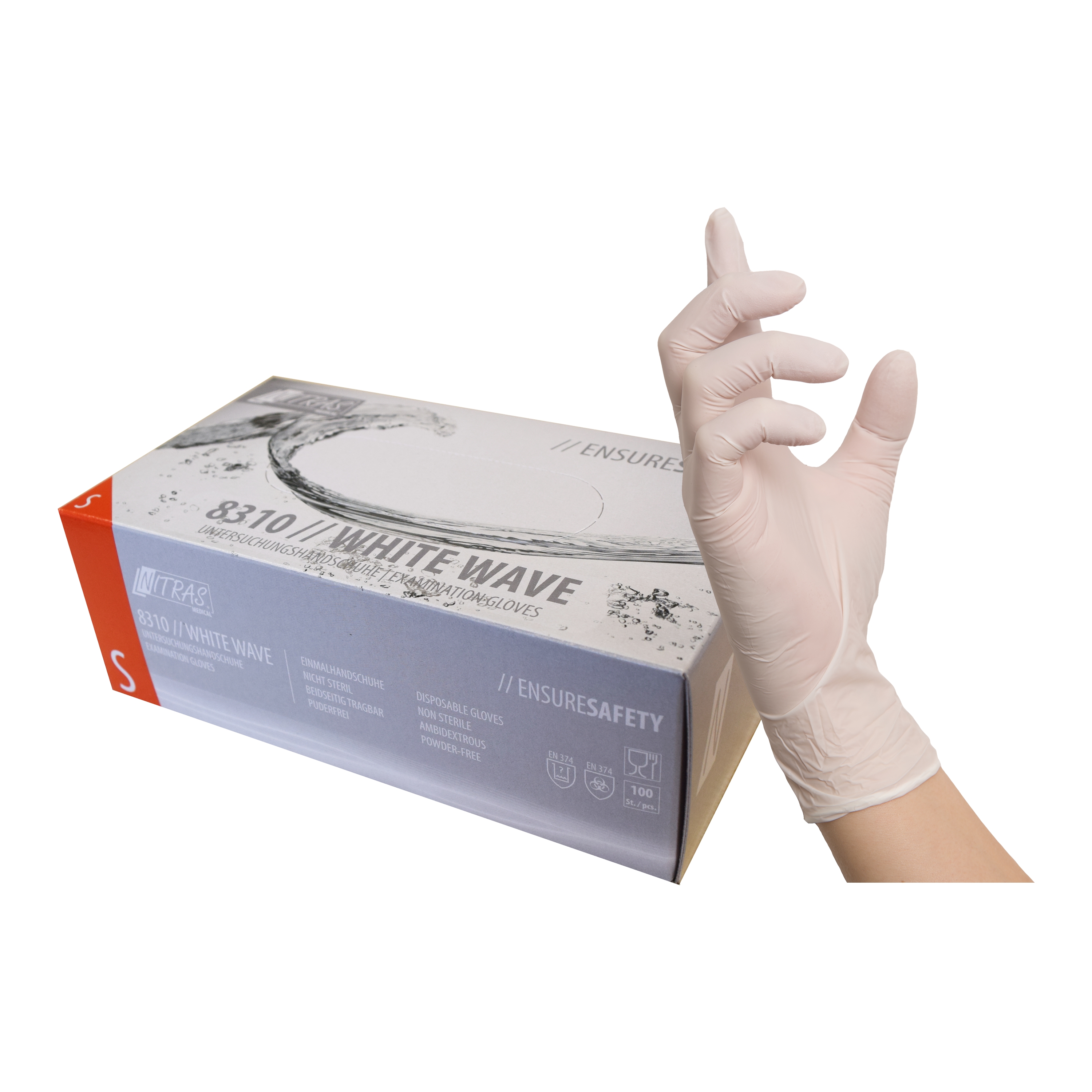 White Wave Nitrilhandschuh weiß, puderfrei, Nitras Medical 8310