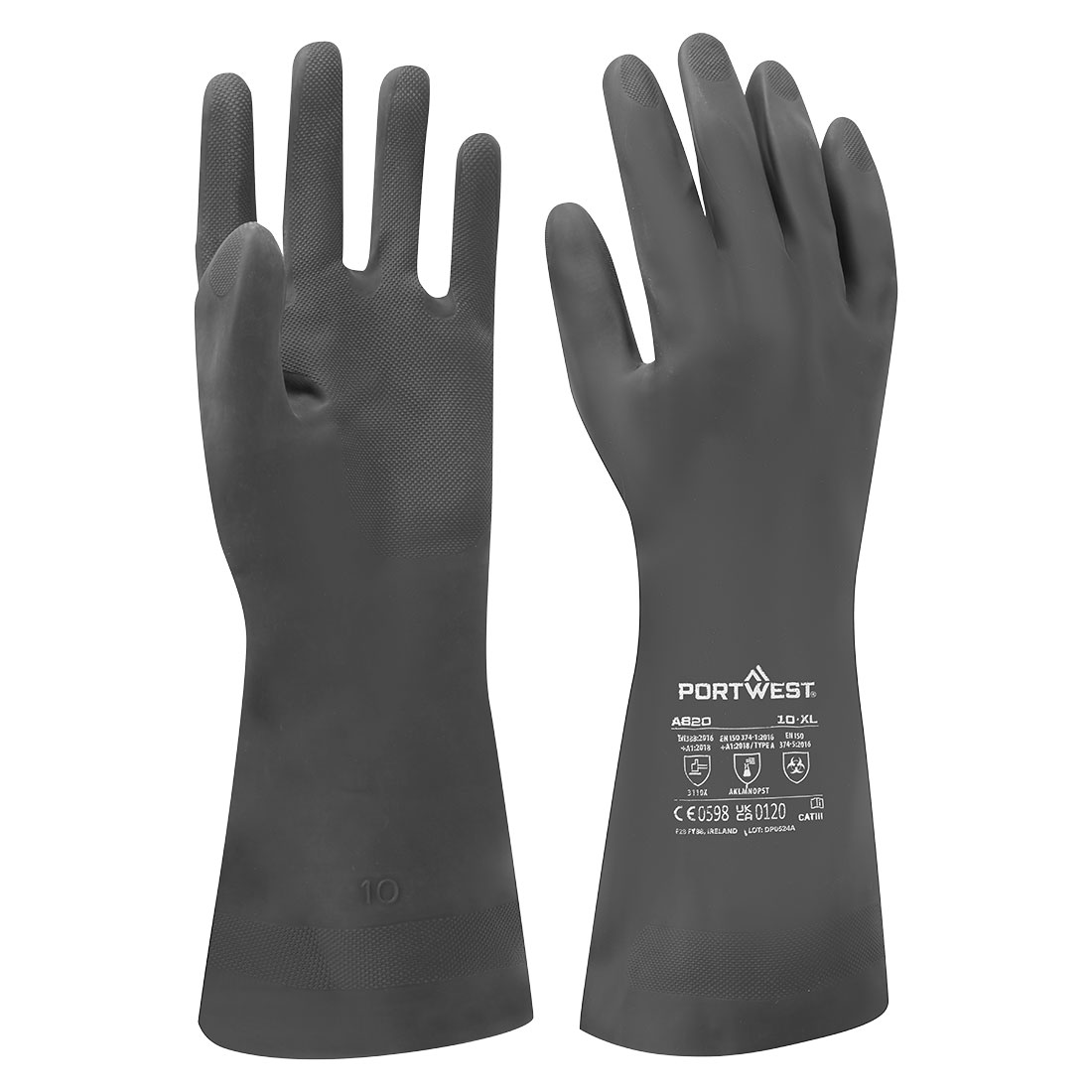 A820 - Neopren Chemikalienschutz Stulpenhandschuh schwarz
