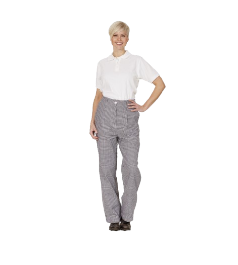 Damen-Kochhose FaPak 1100D, 100% Baumwolle, schwarz/weiß Pepita