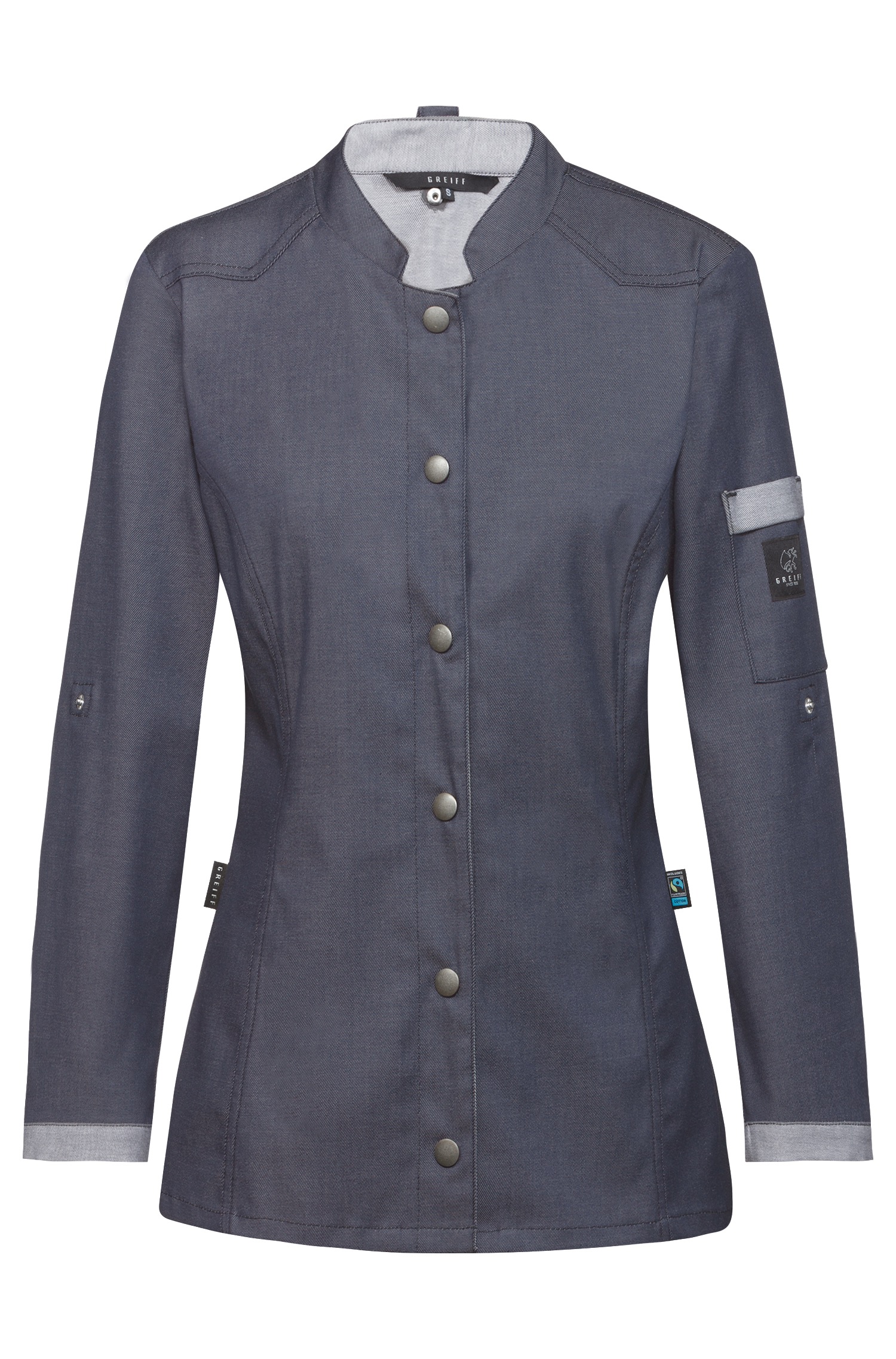 Greiff Damen-Kochjacke Denim im Bikerstyle
