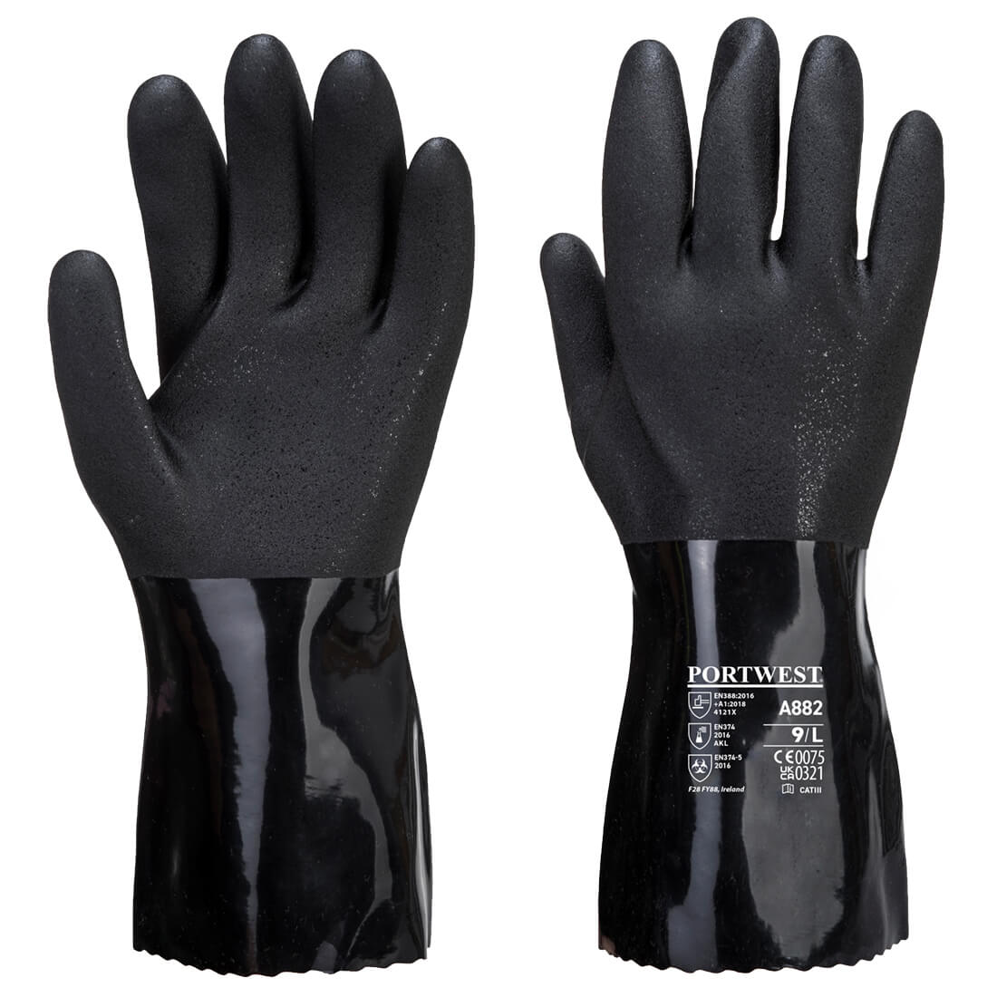A882 - ESD PVC chemikalienbeständiger Schutzhandschuh schwarz