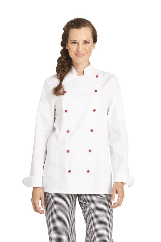 Damen Kochjacke Leiber 08/572, 100% Baumwolle, Kugelknöpfe, weiß Damen Kochjacke Leiber 08/572, 100% Baumwolle, Kugelknöpfe, weiß