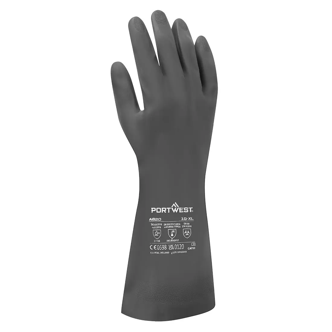 A820 - Neopren Chemikalienschutz Stulpenhandschuh schwarz