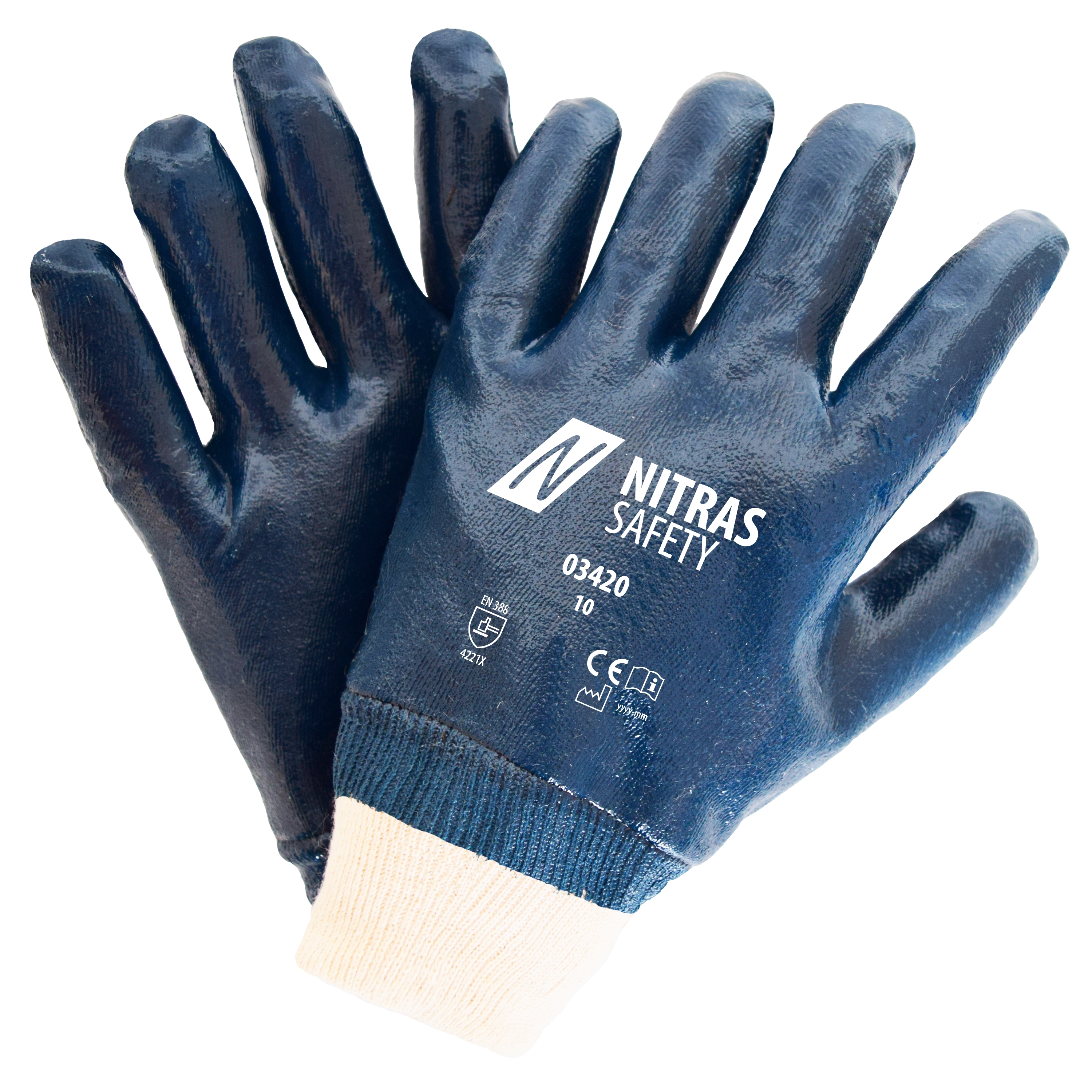 Nitril-Handschuh blau, vollbeschichtet, Nitras Safety 03420 Nitril-Handschuh blau, vollbeschichtet, Nitras Safety 03420