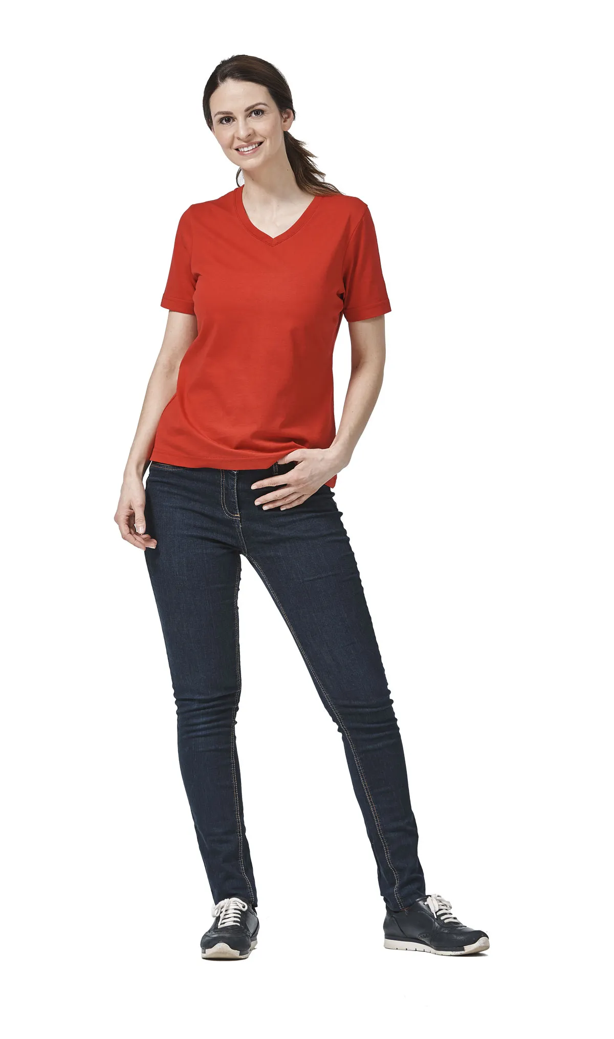 T-Shirt V-Ausschnitt FaPak 1455, Damen, Mischgewebe, 6 Farben 